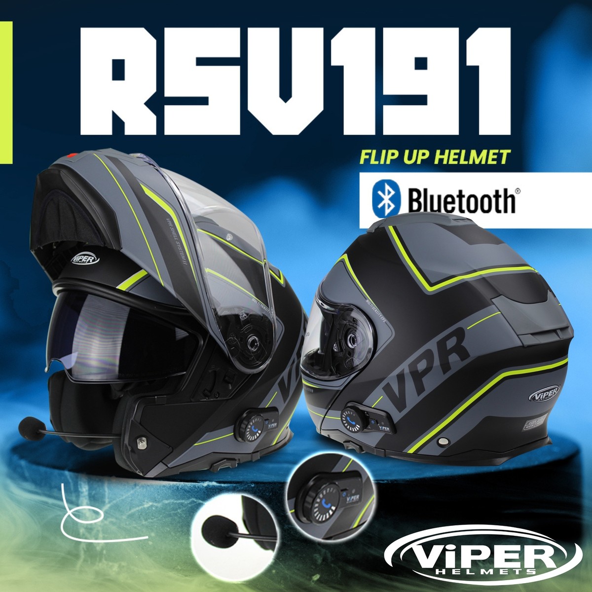 VIPER RS-V191 HELMET MOTORCYCLE BLUETOOTH FLIP FRONT MOTORBIKE CRASH ECE ACU