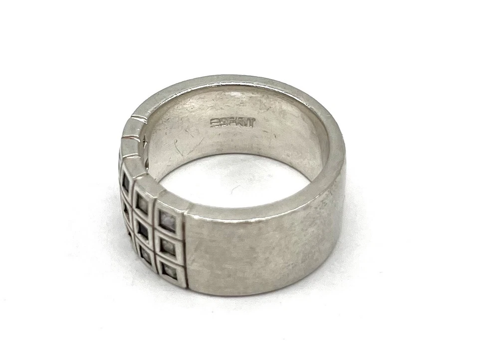 925/- Silberring, Edelstein, Esprit, 10 mm breit, Gr. 60, Damen, guter Zustand. - Bild 3 von 4