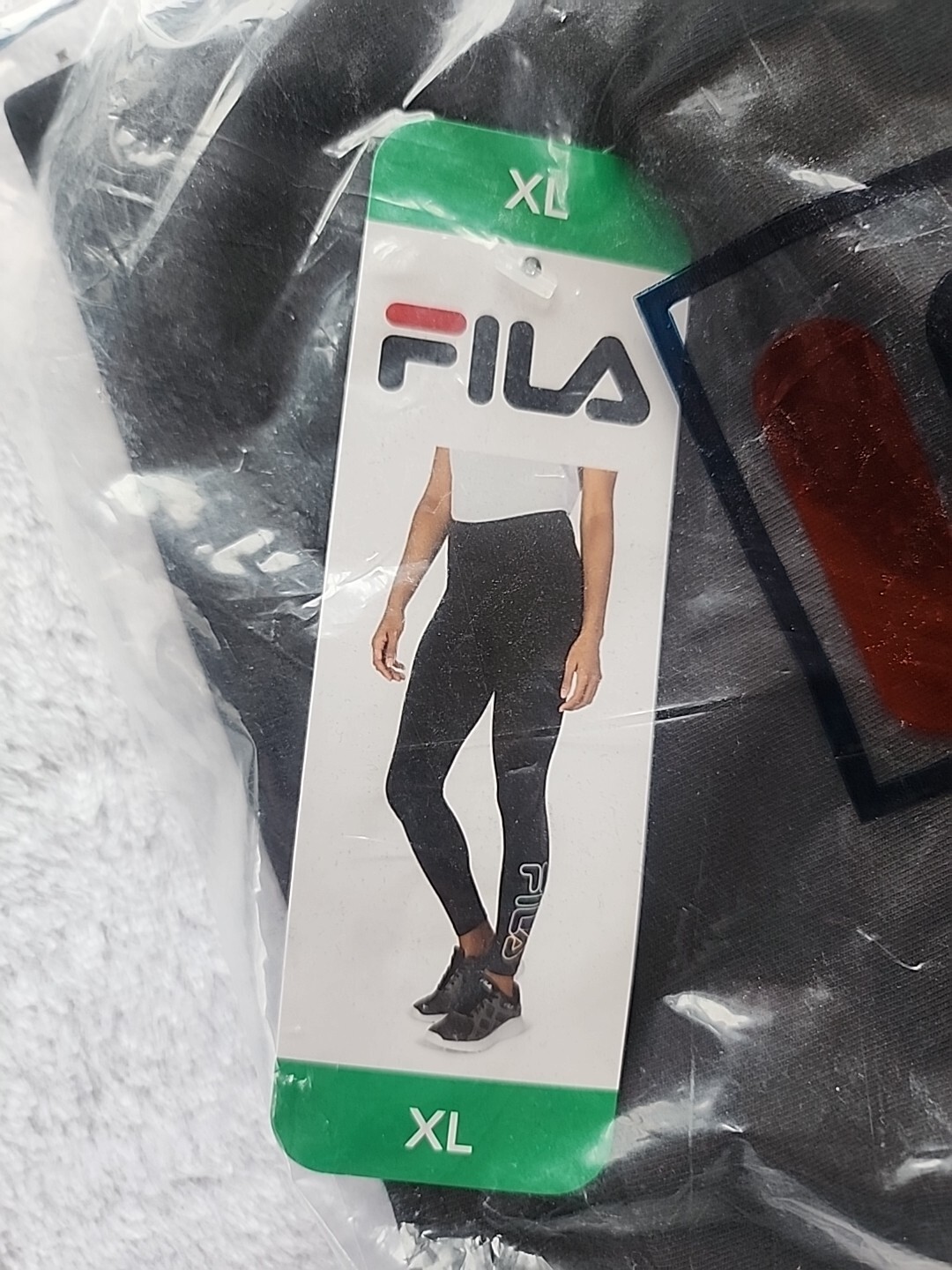 Leggings donna FILA logo vita alta taglia large XL nero nuovo con etichetta