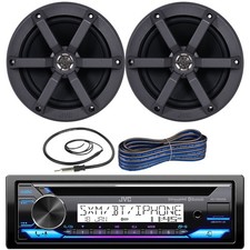 JVC Bluetooth CD Player Marine Receiver, 2x 6.5" 100W Speakers w/ Wire, Antenna