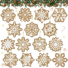 15 Pcs Winter Snowflake Diamond Painting Ornaments for Tree 5D DIY Gingerbeard S