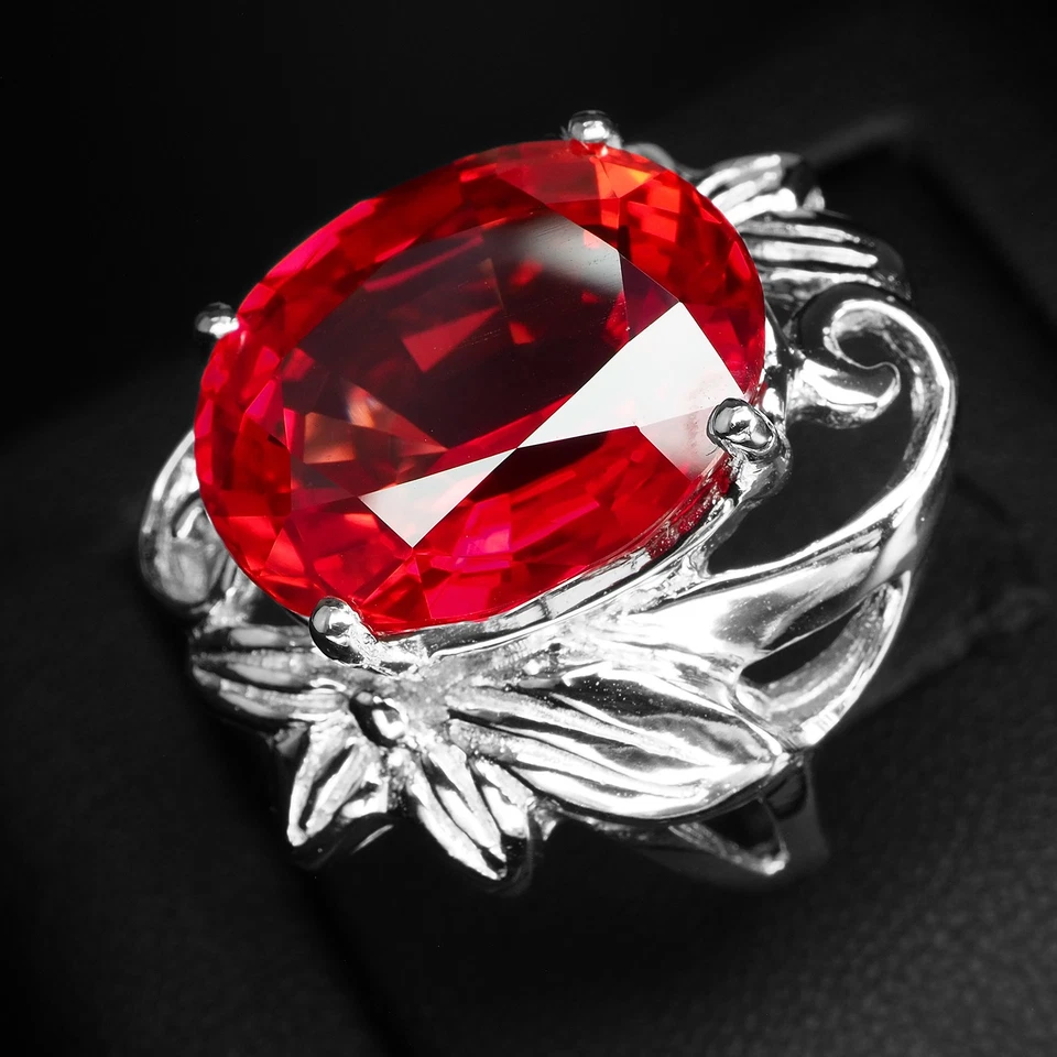Anillos hechos a mano de plata de ley 925 de 18,90 quilates con espinela roja viva brillante talla 7,75 Foto 4 de 4