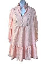 Tuckernuck Bermuda Pink Palmerston Dress L Long Sleeve Linen Blend Mini *Read*
