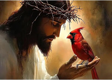 Jesus and Cardinal Diamond Painting Kits for Adults, Christ Diamond Art Kits for