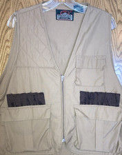GreatLand Hunting Vest Mens Size L Brown Canvas Full Zip Pockets Utility Outdoor