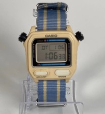 VTG CASIO Bull Head Patina White Yellow SW-200 Digital Racing Timer Chrono Watch