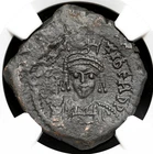 BYZANTINE. Maurice Tiberius. AD 582-602. Æ Follis, Cyzicus, RY 15, NGC VF
