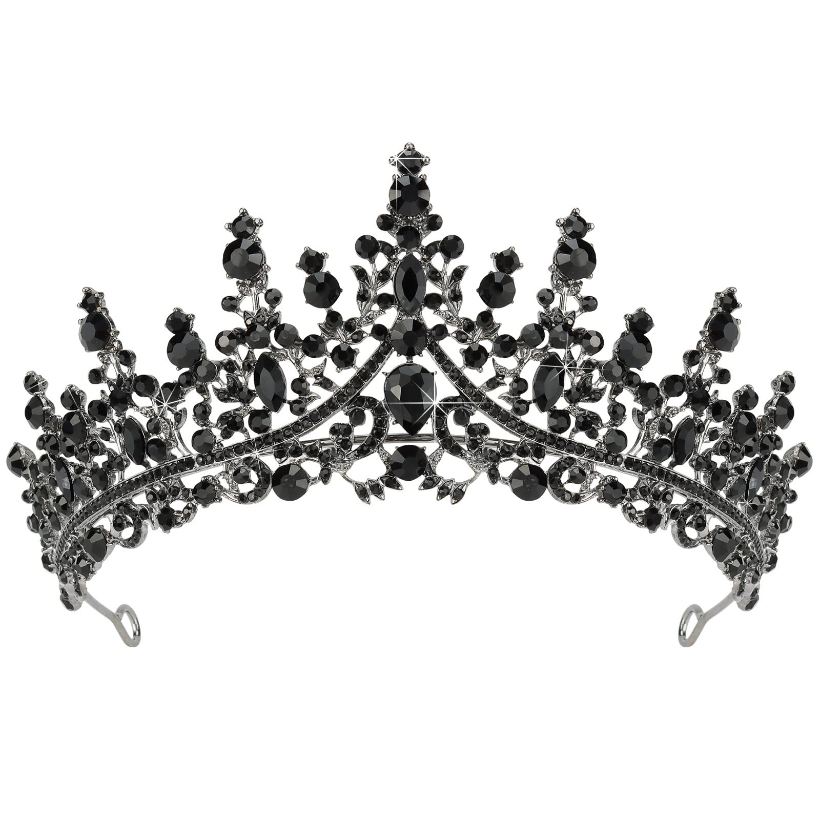 TOBATOBA Tiaras Negras - Coronas de Cristal Gótico para Mujer, Corona Reina,