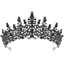 TOBATOBA Black Tiaras - Gothic Crystal Crowns for Women, Queen Crown,