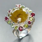 Handmade 12 ct+ Green Sapphire Ring 925 Sterling Silver Size 8 /R461694