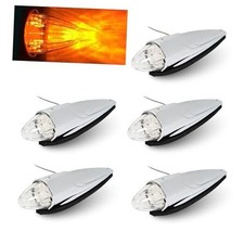 5PCS 17 LED Chrome Clear Torpedo Cab Marker Roof Running Top Lights Assembly