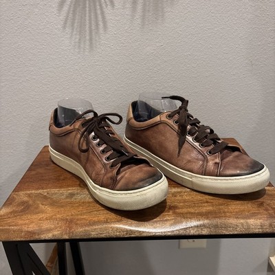 H.S. Trask Brown Lace Up Distressed Leather Shoes Men's Size 10.5 Made in Italy