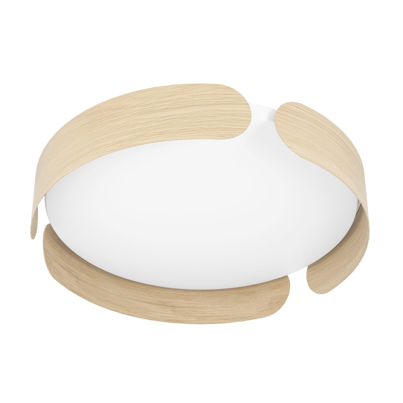 Plafonnier LED Valcasotto, lustre chic en métal et bois noble 40cm