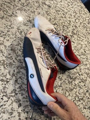 PUMA BMW Motorsport White Red Blue Leather Men Driving   Sneakers Size 12 M