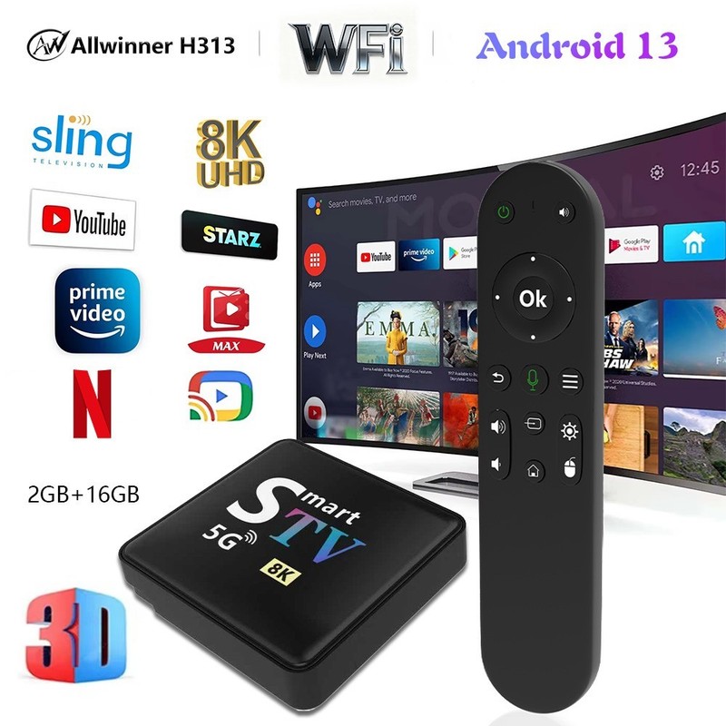 M98-M9 Smart Android TV Box 2+16GB 8K Ultra HD 5G WiFi Home Media Streaming Box