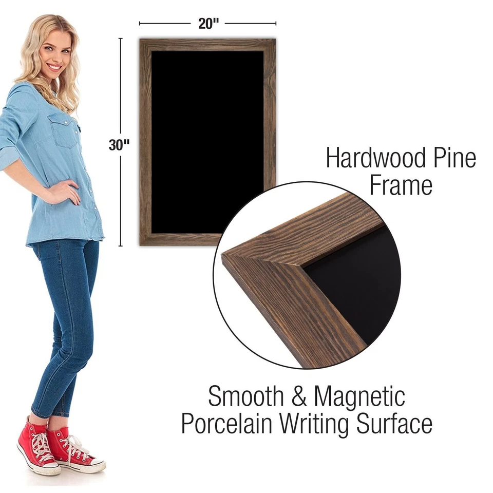 Rustic Brown Magnetic Wall Chalkboard Sign: Includes 10 Liquid Chalk Markers ... - Image 4 of 4