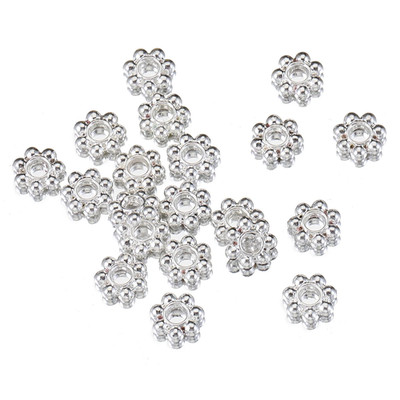 50Pcs Snowflake Flower Beads Copper Spacer Beads Accessories Handmade Holder Spa