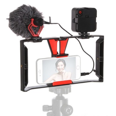 Phone Rig 49 Cage + Led Stabilizer + Video Light Microphone Cell BOYA Camera Set