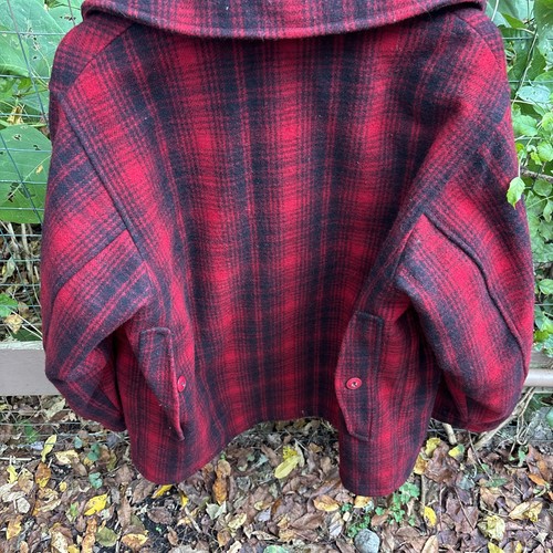 Vtg Woolrich Jacket Mens 44 Red Black Mackinaw Buffalo Plaid Wool Chore Classic - Picture 7 of 24
