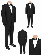 Men's Jean Yves Savoy Black Tuxedo with Pants Wedding Groom Mason Prom 40S 34W