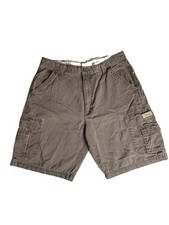 Wrangler Men  s Brown Cargo Shorts Cotton Canvas Flat Front Button Fly 9 in 34