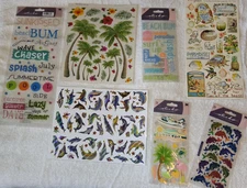 Sticko Beach Stickers Lot Palm Tree Fish Dolphin Shells Flower Tropical Vacation