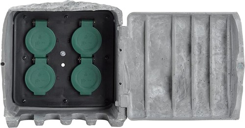 BOLD Smarte Aussensteckdose Gartensteckdose Stein-Optik 4-Fach