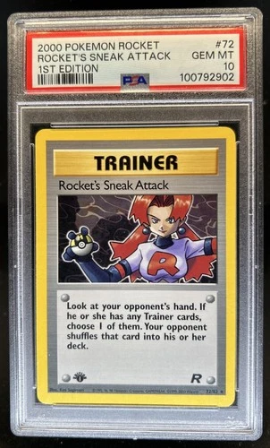 2000 Pokemon Team Rocket First Edition Rocket's Sneak Attack #72/82 PSA 10