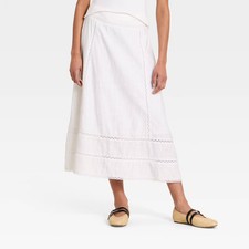 Women's Cutwork Midi Full Skirt - Universal Thread White 16