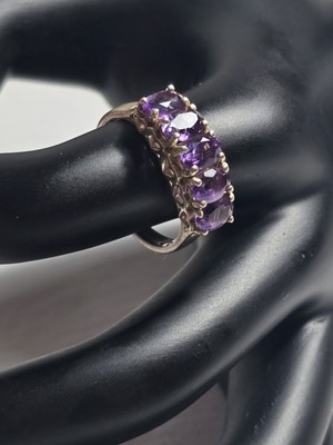 CNA Vintage Sterling Silver 925 Ring 7.75 Gemstones Purple Amethyst ...