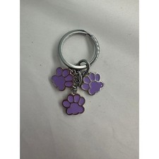 Dog paws metal purse keychain - purple