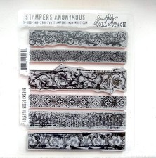 Stampers Anonymous Cling RBBR Stamp Set, Eclectic Edges 7 x 8.5 inches