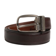 DOLCE & GABBANA Belt Men Brown Classic Leather Metal Buckle 85cm / 34in 400usd