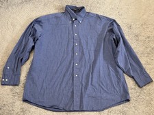 Tommy Hilfiger Shirt Mens 17 34/35 Long Sleeve Blue Check Collar Button Casual
