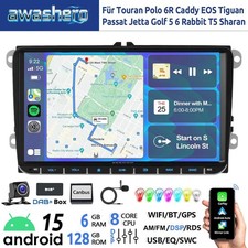 DAB+ 6+128G Android15 Carplay Autoradio GPS Für VW GOLF 5 6 Touran Caddy Polo BT