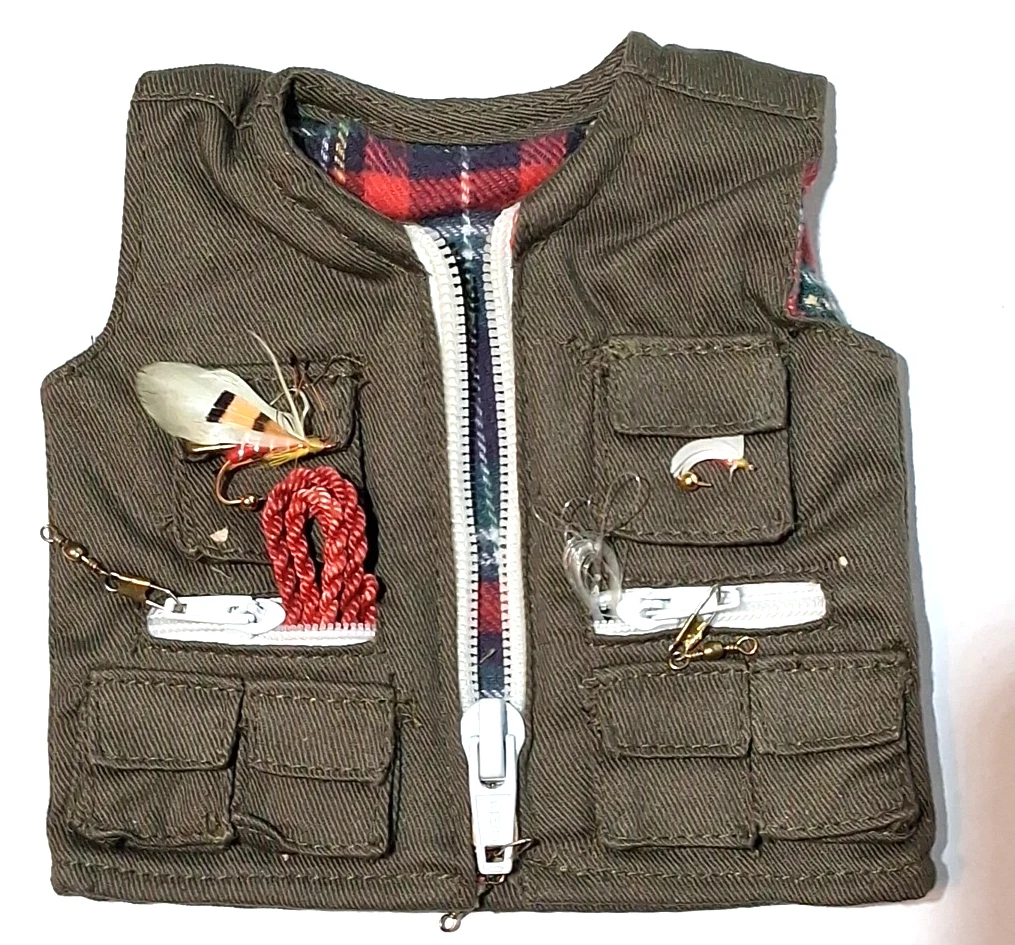 ACTION FIGURE FISHING VEST AND GEAR FOR LARGE SIZE FIGURE OR STUFFED ANIMAL