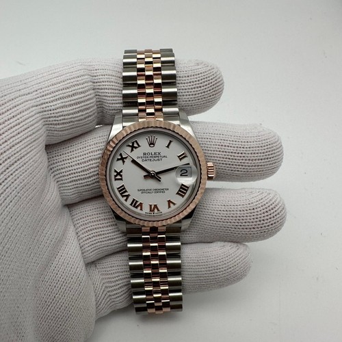 Rolex Datejust 31 18K Acier or Rose Blanc Cadran Romain Montre Femmes 278271 - Photo 2 sur 11