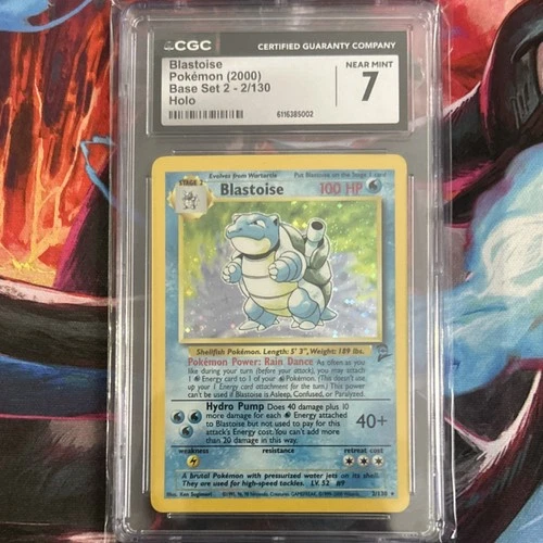 Pokémon Blastoise Holo 2/130 WOTC Base Set 2 - CGC 7