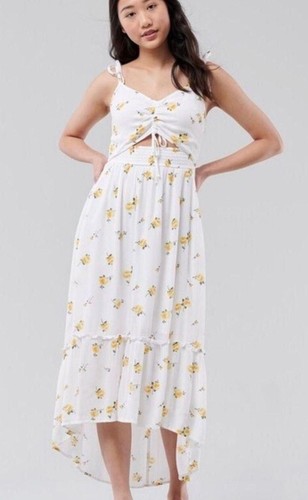 Hollister langes Blumenkleid - weiß mit gelben Blumen Größe Medium - Bild 8 von 8