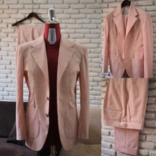 New Summer Men's Seersucker Jacket Pant Thin Striped Casual Party Suits Handsome