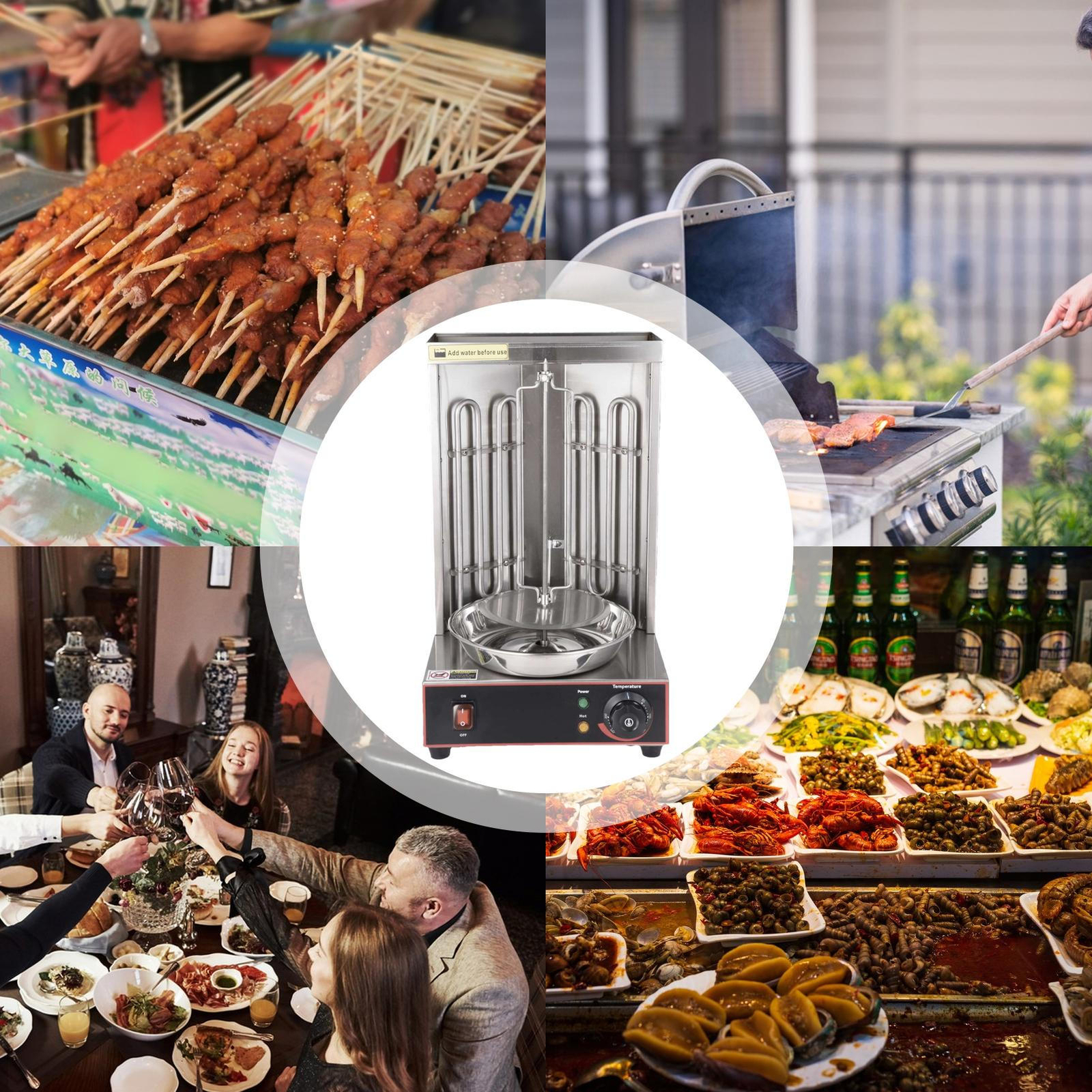 Electric Vertical Broiler, Shawarma Machine Kebab Grill Gyro Rotisserie Oven