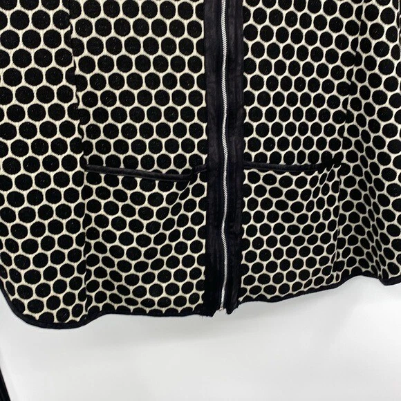 Chaqueta Poncho Zoe Michael Phillips Lunares Mujer Mediana Negra Crema Cremallera Completa Foto 3 de 4