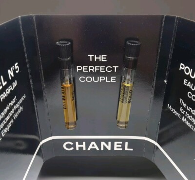 RARE 2 vintage CHANEL POUR MONSIEUR & N°5 eau de toilette Travel Sample bottle 