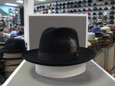 STETSON SIENNA BLACK FUR FELT FEDORA 