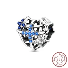 MULA 925 Sterling Silver DIY Charm Hollow Stars Blue AAA CZ For Women Bracelet