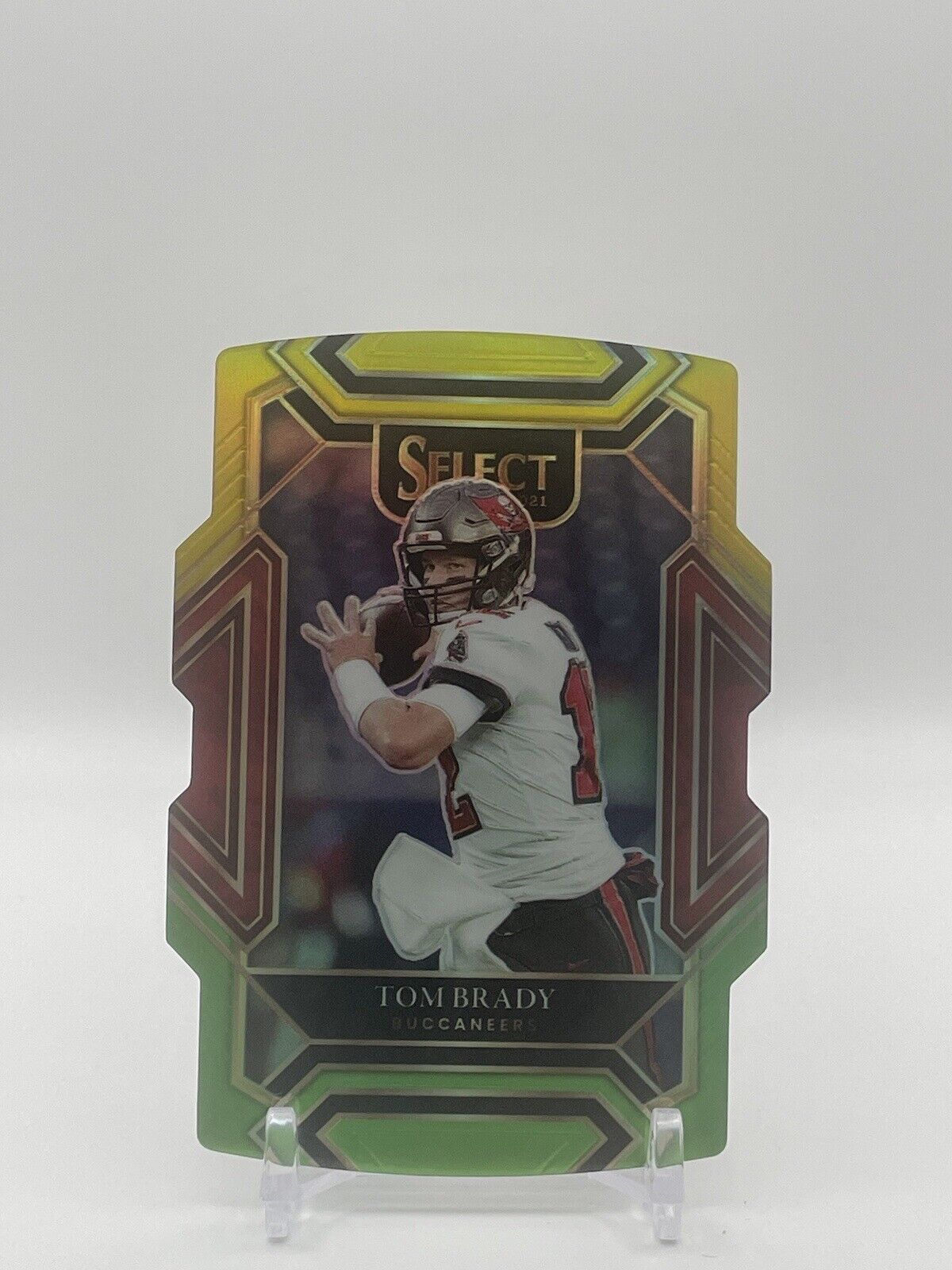 Tom Brady 2021 Select Yellow and Red Club Level Die Cut Tampa Bay Buccaneers