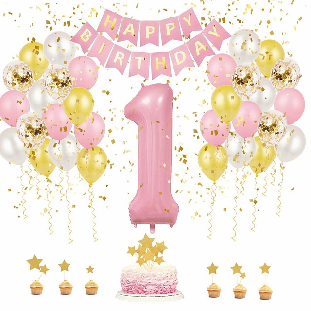 Buy First Birthday Party Supplies Outfit Girl Pink Gold 1st By