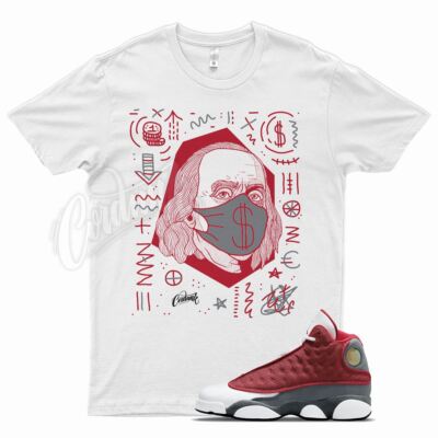 White BEN FRANK  T Shirt for J1 13 Gym Red Flint Grey 