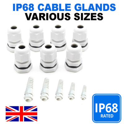 IP68 WEISSE NYLON KABELVERSCHRAUBUNG ANTI-BIEGE-HECKMUTTER PG7 9 11 13,5 16 19 21 24