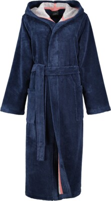 Cawö langer Bademantel für Damen mit Kapuze Art. 830 marine (blau) S 36/38